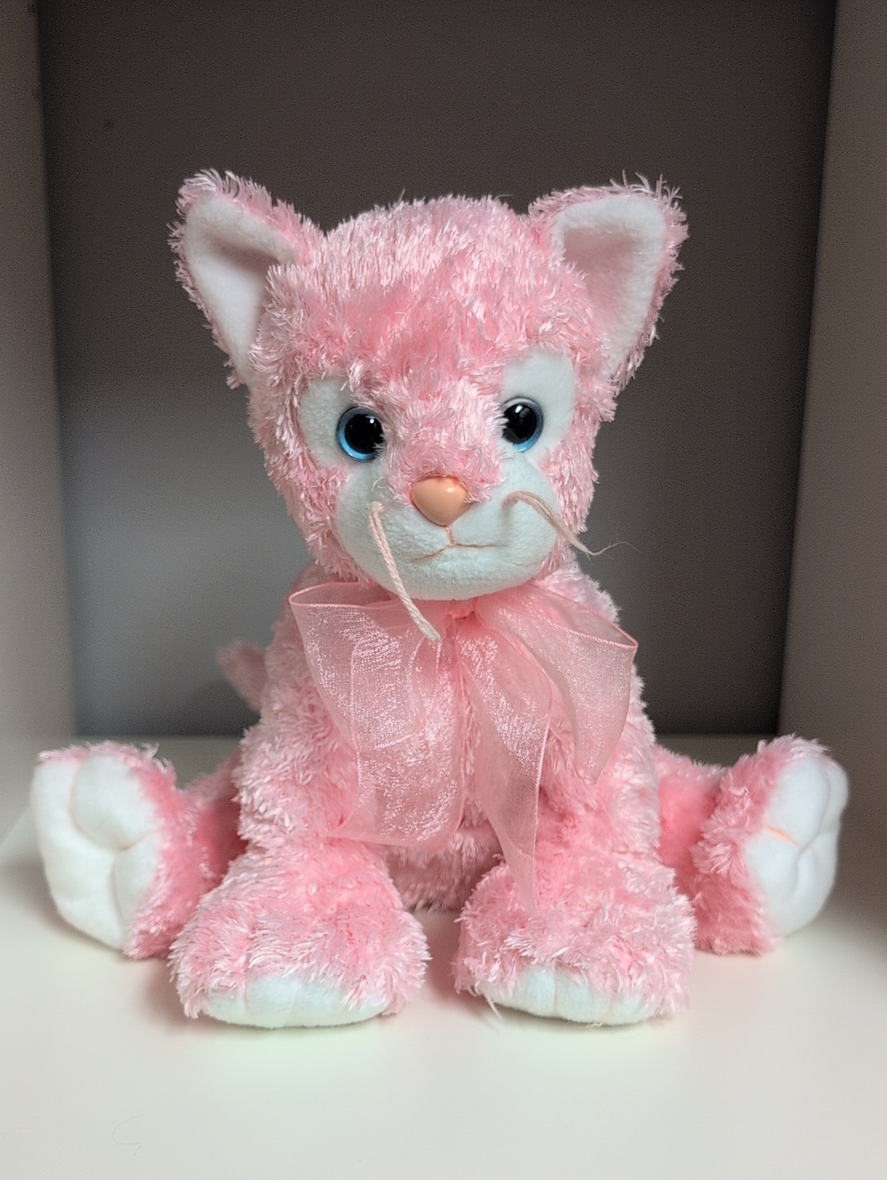 Ty The Beanie Buddies Collection 100% Tysilk Pink Cat Large Beanie Baby 12"